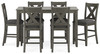 Caitbrook Gray Rect Drm Counter Table Set (Set of 7)
