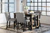 Jeanette Black / Gray 5 Pc. Counter Table, 4 Upholstered Barstools
