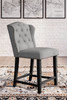 Jeanette Black / Gray 5 Pc. Counter Table, 4 Upholstered Barstools