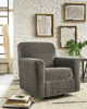 Herstow Charcoal Swivel Glider Accent Chair