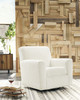 Herstow Ivory Swivel Glider Accent Chair