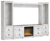 Willowton Whitewash 4-Piece Entertainment Center With 72" TV Stand And Glass/Stone Fireplace Insert