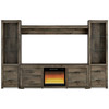 Trinell Brown 4-Piece Entertainment Center With 72" TV Stand And Glass/Stone Fireplace Insert