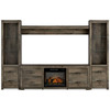 Trinell Brown 4-Piece Entertainment Center With 72" TV Stand And Faux Firebrick Fireplace Insert