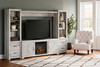 Bellaby Whitewash 4-Piece Entertainment Center With Faux Firebrick Fireplace Insert