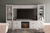 Willowton Whitewash 4-Piece Entertainment Center With Faux Firebrick Fireplace Insert