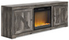 Wynnlow Gray 72" TV Stand With Fireplace Insert Glass/Stone