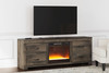 Trinell Brown 72" TV Stand With Fireplace Insert Glass/Stone