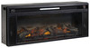 Foyland Black / Brown 83" TV Stand With Electric Infrared Fireplace Insert