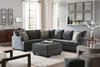 Ambrielle Gunmetal 4 Pc. Left Arm Facing Sofa With Corner Wedge 3 Pc Sectional, Ottoman