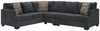 Ambrielle Gunmetal 4 Pc. Left Arm Facing Sofa With Corner Wedge 3 Pc Sectional, Ottoman