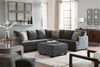 Ambrielle Gunmetal 4 Pc. Right Arm Facing Sofa With Corner Wedge 3 Pc Sectional, Ottoman
