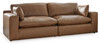 Emilia Caramel 3 Pc. 2-Piece Sectional Loveseat, Ottoman