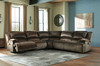 Clonmel Chocolate 5-Piece Power Reclining Sectional With 2 Armless Chairs