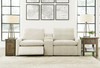 Hartsdale Linen Loveseat With Console 3 Pc Power Sectional
