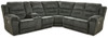 Nettington Smoke 3-Piece Power Reclining Sectional With Laf Pwr Rec Loveseat W/Console
