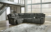 Nettington Smoke 3-Piece Power Reclining Sectional With Raf Pwr Rec Loveseat W/Console