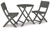 Safari Peak Gray Chairs W/Table Set (Set of 3)