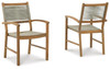 Janiyah Light Brown Rope Back Arm Chair (Set of 2)