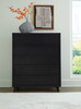 Danziar Black Five Drawer Wide Chest