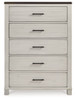 Darborn Gray / Brown Five Drawer Chest