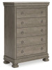 Lexorne Gray Five Drawer Chest