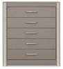 Surancha Gray Five Drawer Wide Chest