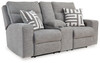 Biscoe Pewter Power Reclining Loveseat With Console /Adj Headrest