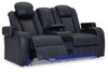 Fyne-dyme Sapphire Power Reclining Loveseat With Console/Adj Hdrst
