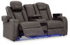 Fyne-dyme Shadow Power Reclining Loveseat With Console/Adj Hdrst