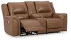 Trasimeno Caramel Power Reclining Loveseat With Console /Adj Hdrst