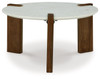 Isanti White / Brown Round Cocktail Table