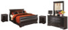 Huey Vineyard Queen Sleigh Bed with Mirrored Dresser and 2 Nightstands (B128B15)
