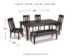Haddigan Dining Table with 4 Chairs and Bench (D596D2)