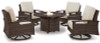 Paradise Trail Outdoor Fire Pit Table with 4 Lounge Chairs (P750P7)