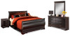 Huey Vineyard Queen Bed with Mirrored Dresser and Nightstand (B128B16)