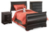 Huey Vineyard Twin Sleigh Bed with Chest of Drawers and Nightstand (B128B22)