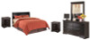 Huey Vineyard Queen Sleigh Headboard with Dresser, Mirror and 2 Nightstands (B128B21)