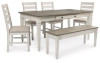 Skempton Dining Table, 4 Chairs, and Bench (D394D5)