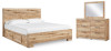 Hyanna King Panel Bed with 2 Side Storage, Dresser and Mirror (B1050B47)