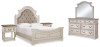 Realyn Queen Upholstered Panel Bed, Dresser, Mirror and 2 Nightstands (B743B49)