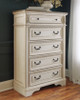 Realyn King Panel Upholstered Bed, Dresser, Mirror and Chest (B743B68)