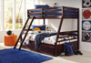 Halanton Dark Brown Twin/Full Bunk Bed with Ladder, Bunk Bed Rails with Under Bed Storage