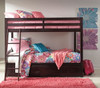 Halanton Dark Brown Twin/Twin Bunk Bed with Under Bed Storage
