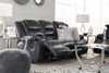 Vacherie Black Reclining Sofa & Double Reclining Loveseat with Console