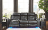 Kempten Black Reclining Sofa & Double Reclining Loveseat with Console