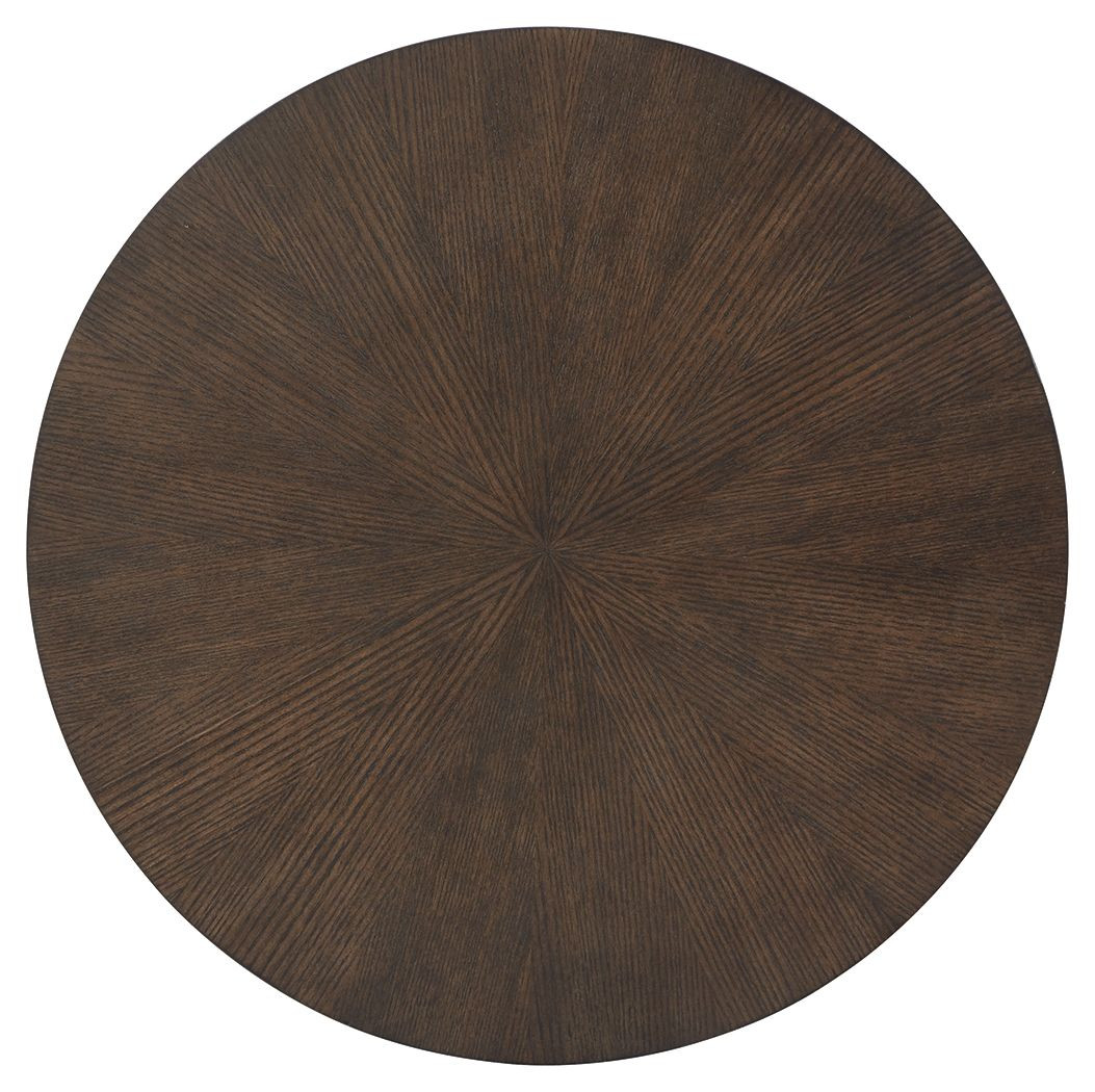 The Brazburn Dark Brown / Gold Finish Round End Table available at Rose
