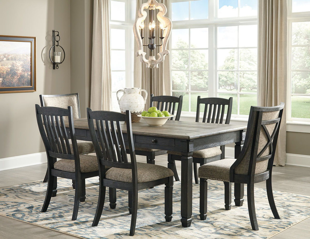 The Tyler Creek Black Gray 7 Pc Rectangular Dining Set available