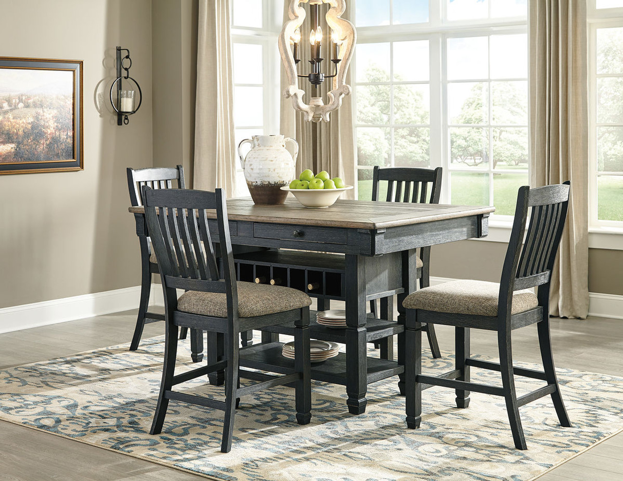 Black counter height dining shop set