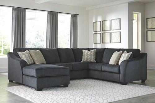 Eltmann Slate LAF Corner Chaise, Armless Loveseat & RAF Sofa with Corner Wedge Sectional